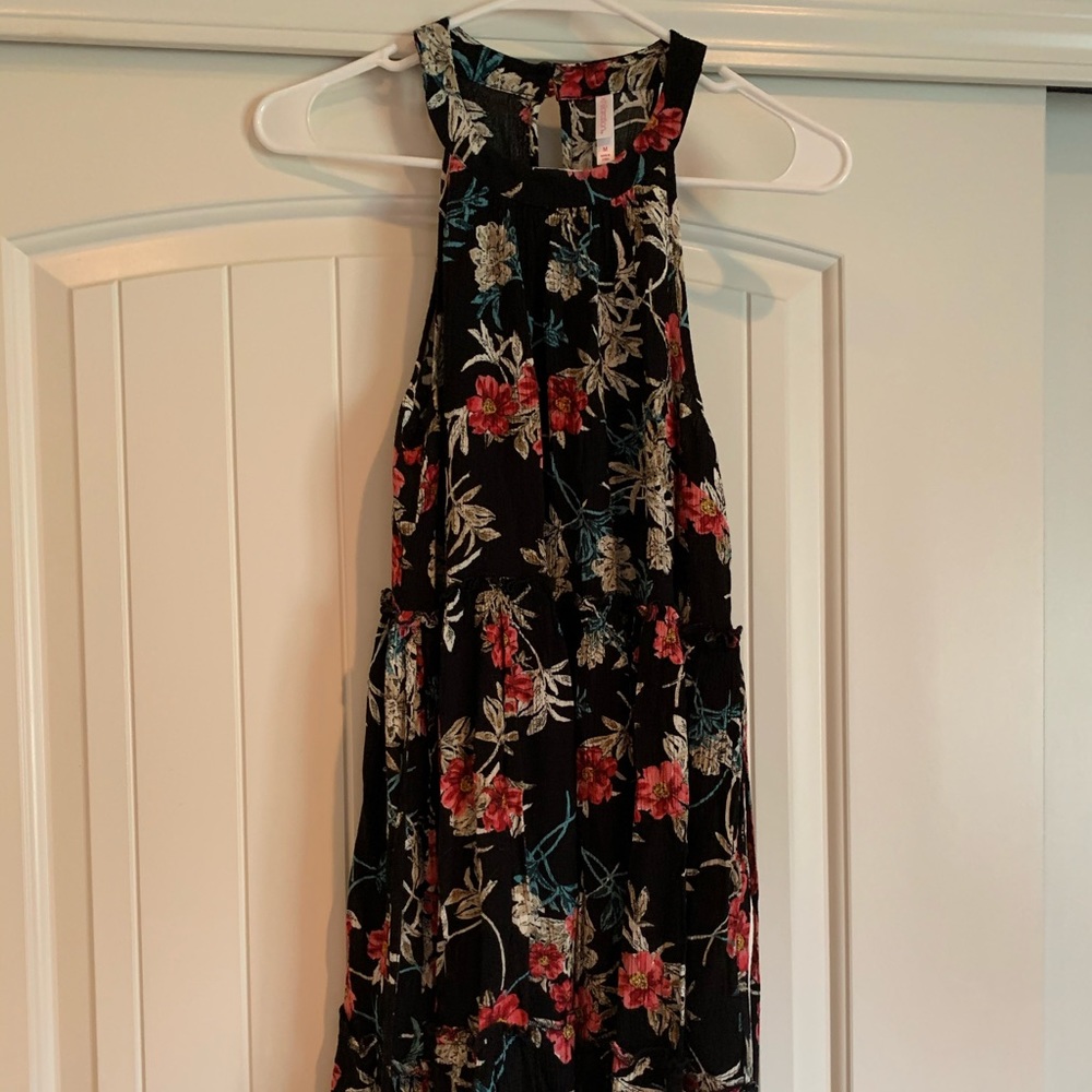 Xhilaration Black Floral Tiered Dress